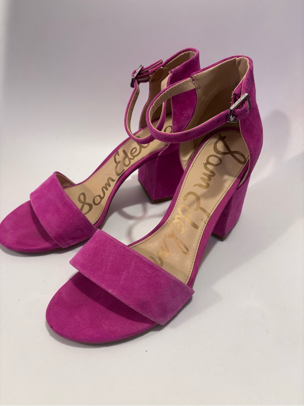 Sam Edelman Hot Pink Block Heels Wedding Guest Size 10 - Picture 2 of 5